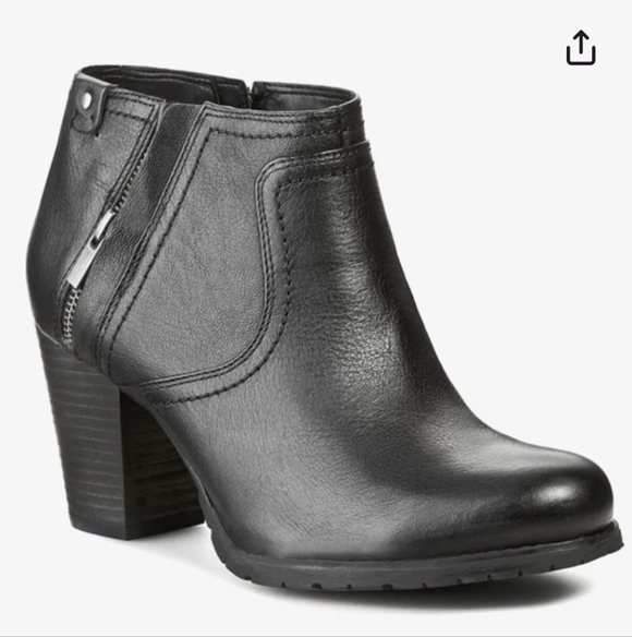 Clarks Mission Halle Distressed Leather Black Heel Ankle Boot Women Size… - Picture 7 of 16